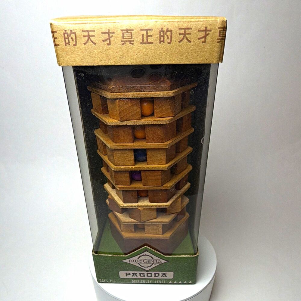 Project Genius True Genius Pagoda Wood Brain Teaser Puzzle, Recommended 14+